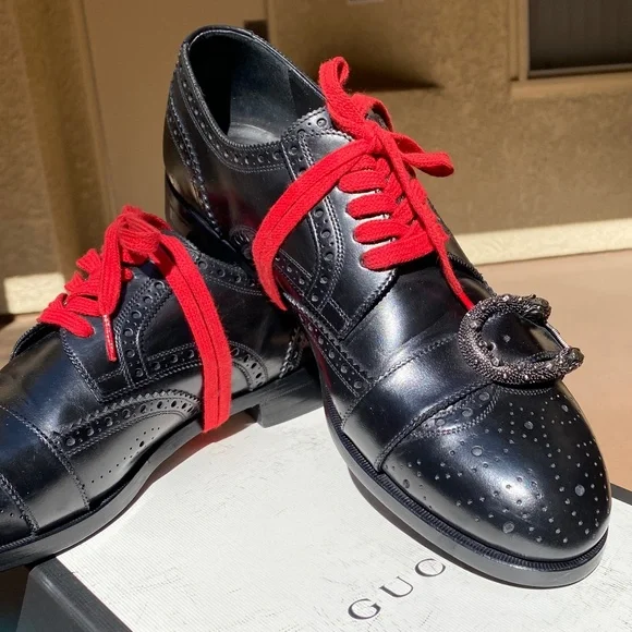 GUCCI QUEERCORE Medallion Wingtip Oxford Brogues496266 G9.5=US10